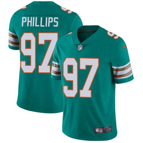 Nike Miami Dolphins 97 Jordan Phillips Aqua Green Alternate Youth Stitched NFL Vapor Untouchable Limited Jersey